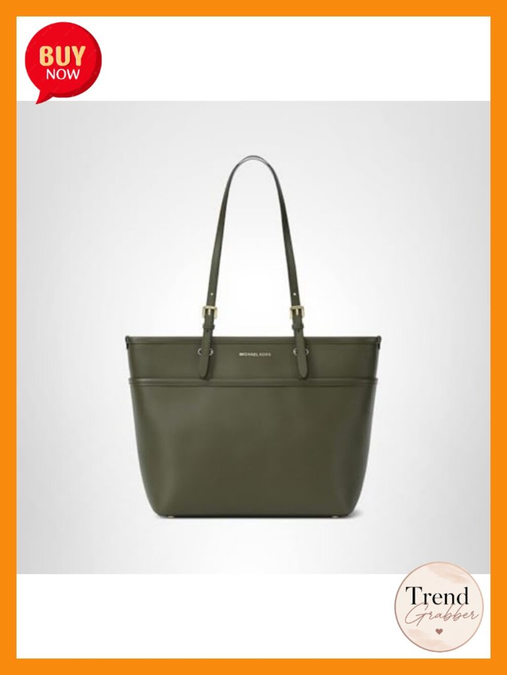 Pebbled Leather Tote Bag with Gold-Tone Hardware